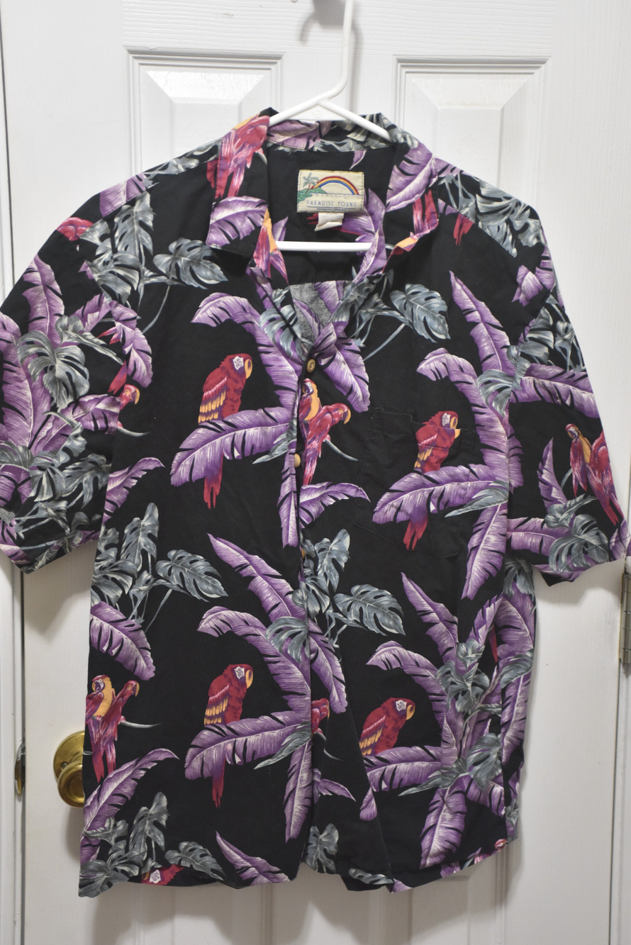 VTG Magnum PI Paradise Found Hawaiian Shirt Parrot Print Large LSC205